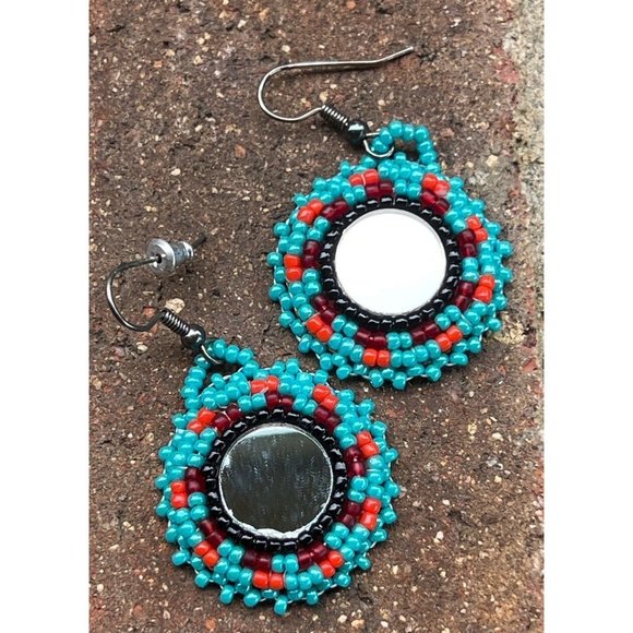 Southwestern Mirror & Bead Earrings - Picture 7 of 8